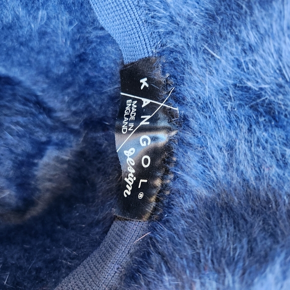 KANGOL Vtg NAVY Furgora Rachel Angora Bucket Hat Buckle England Furry EUVC - Picture 16 of 16